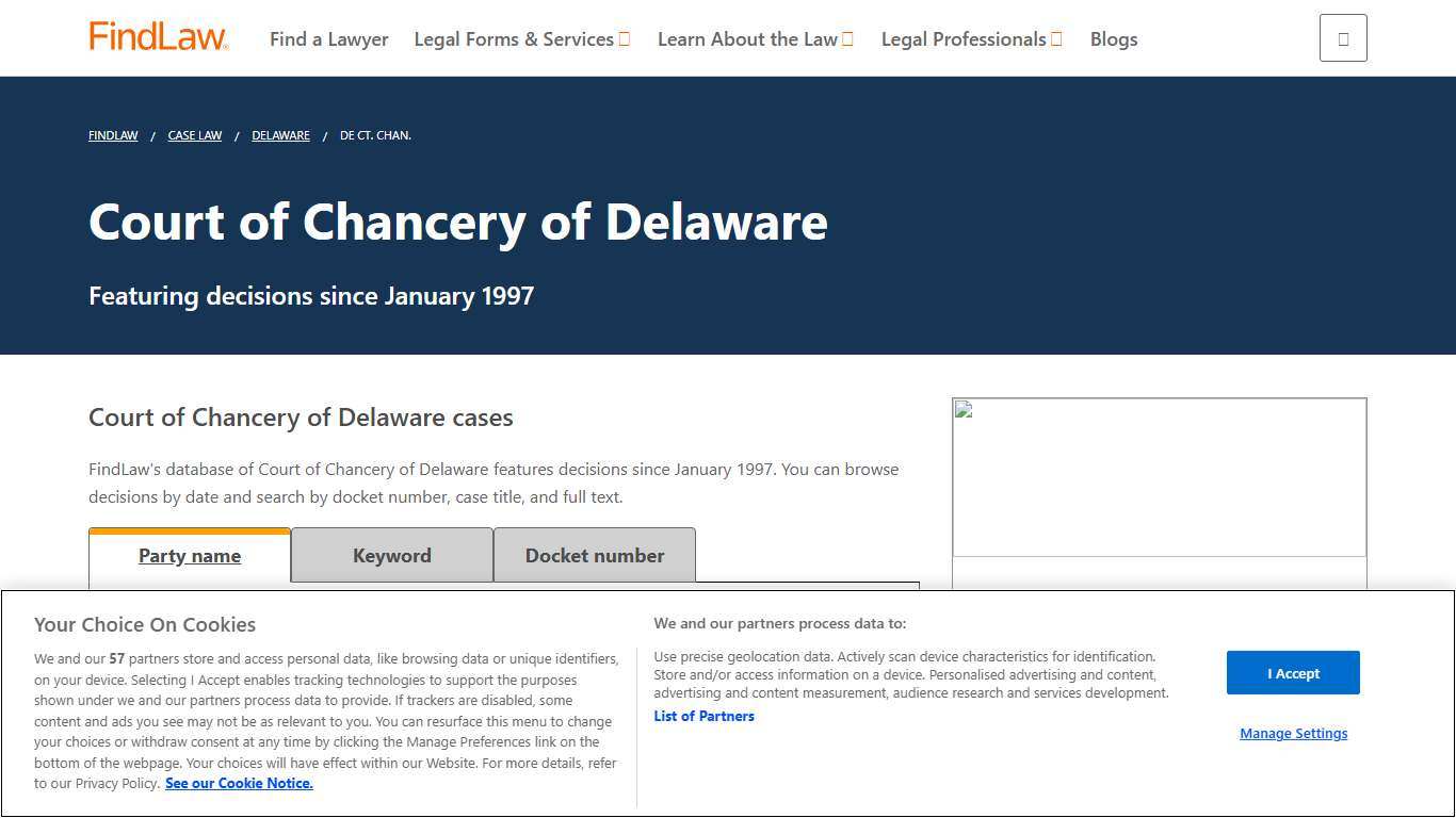 DE Court of Chancery Opinions and Cases | FindLaw